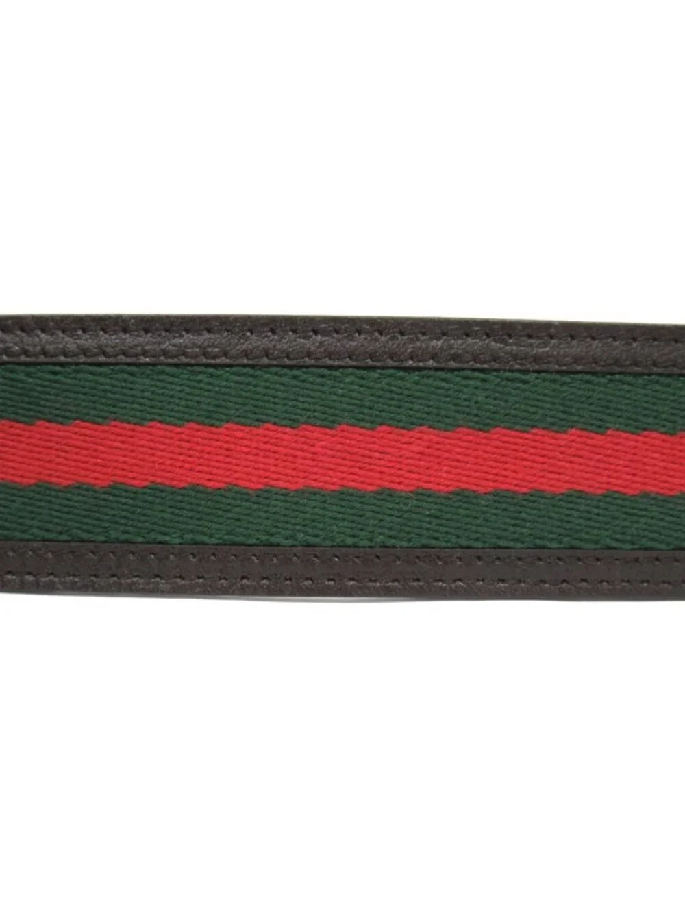 Gucci Belt Sherry Line Interlocking Logo Buckle 90 36 Brown Green Red - Picture 4 of 5
